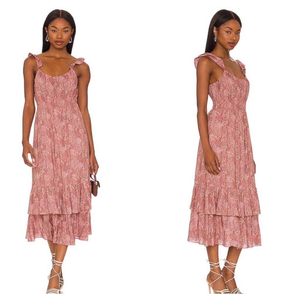 NWT PAIGE Gisela Tiered-hem Midi Dress